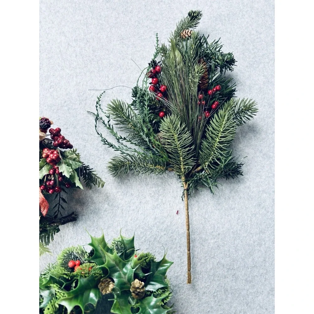 Vintage Lot MCM Plastic Christmas Candle Wreath Rings & Decor -Holly Berries